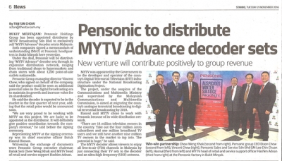 Pensonic to distribute MYTV Advance decoder sets