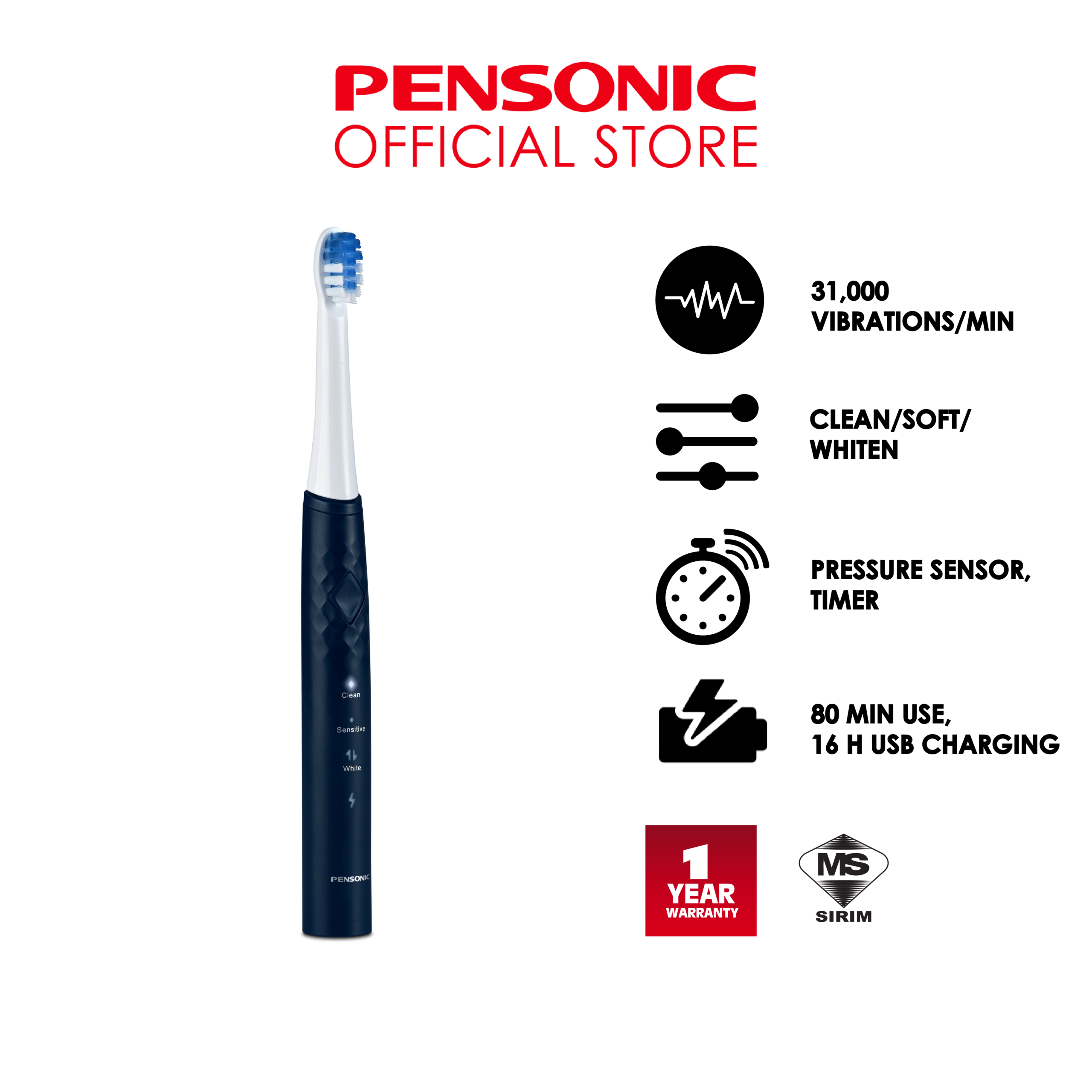 Pensonic Fresh Series Sonic Toothbrush | ST1001NB