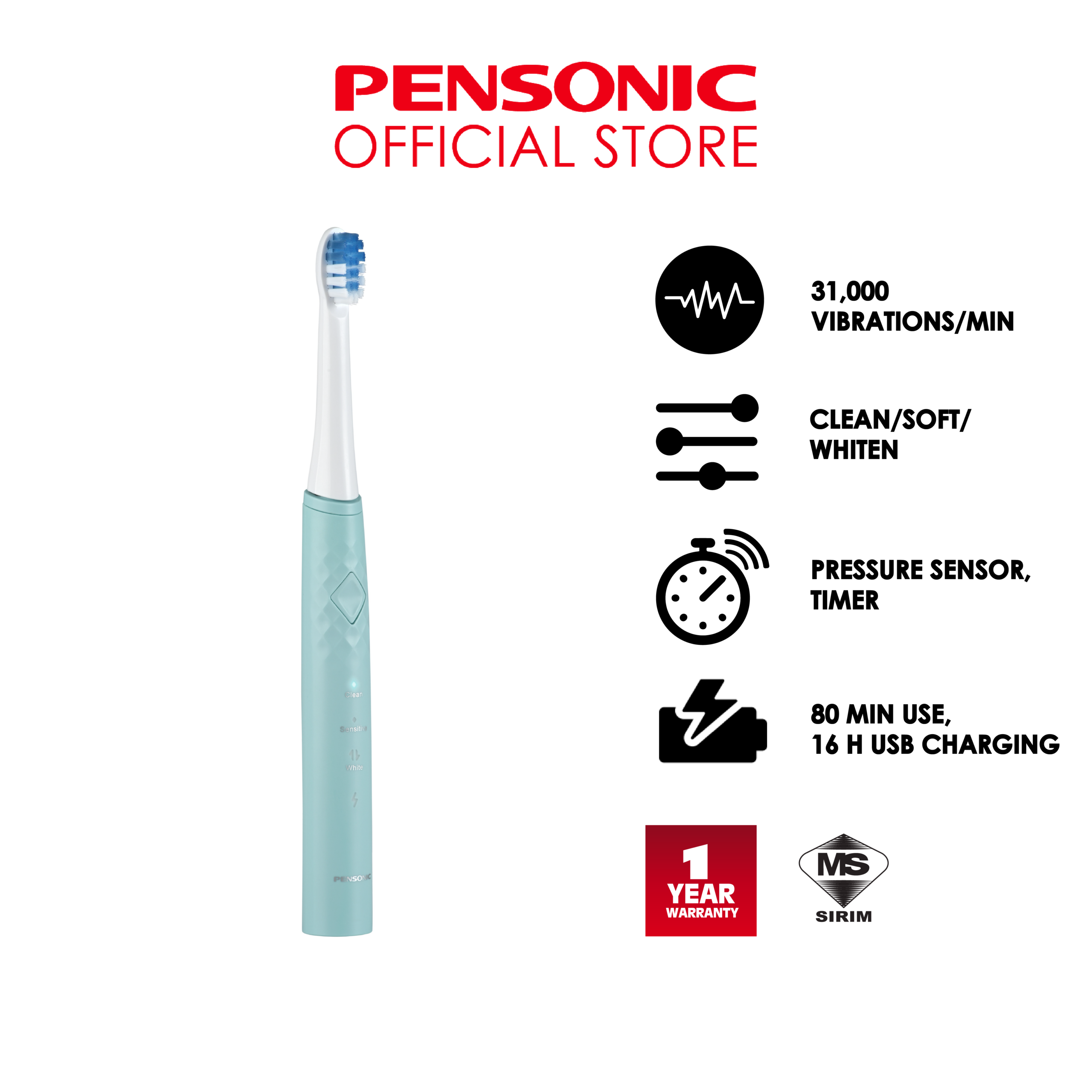 Pensonic Fresh Series Sonic Toothbrush | ST1001SB