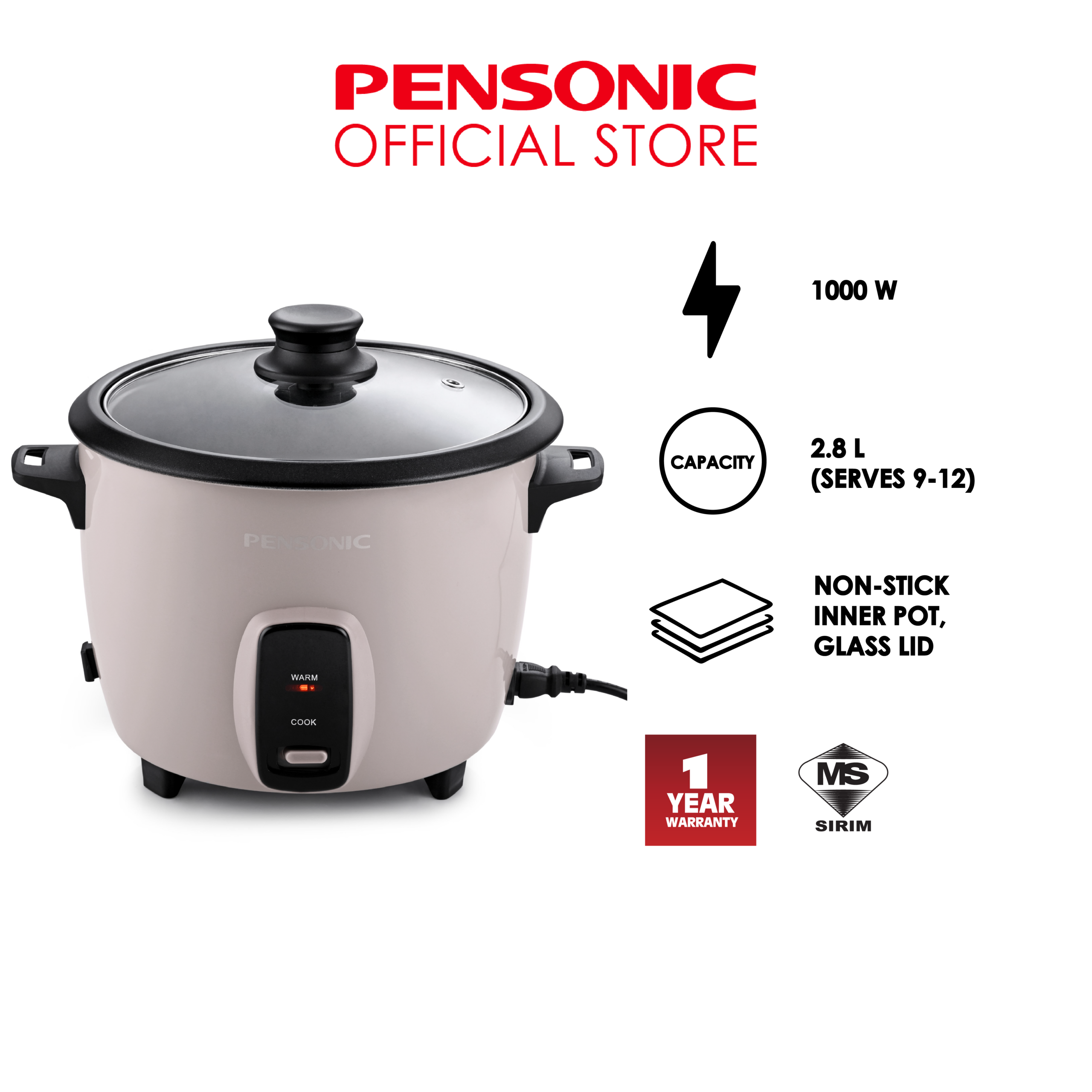 Pensonic Rice Cooker 2.8L | PRC-2805G