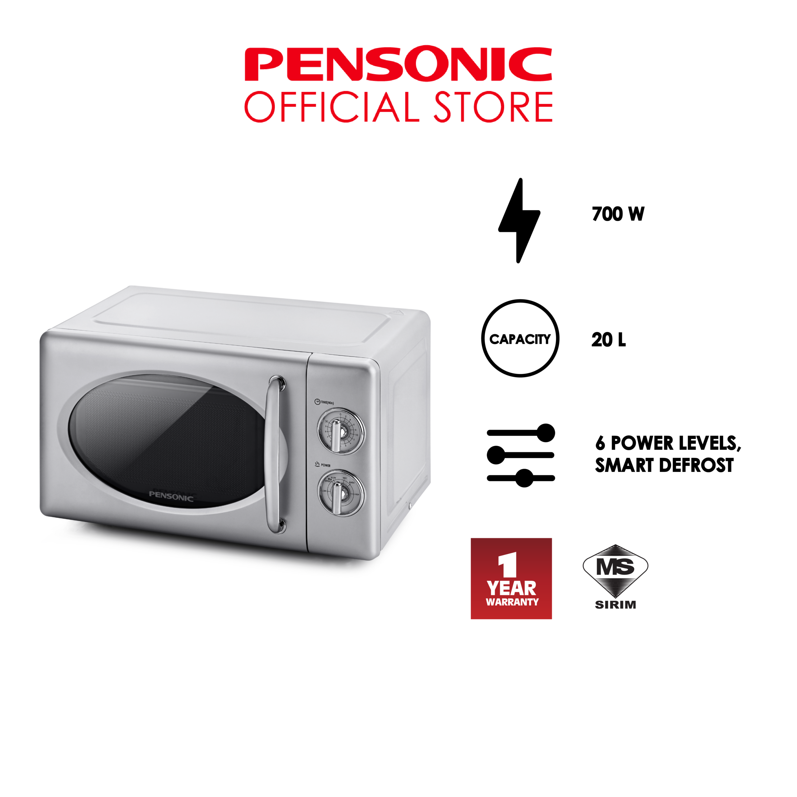 Pensonic Retro Microwave Oven 20L | PMW-2006